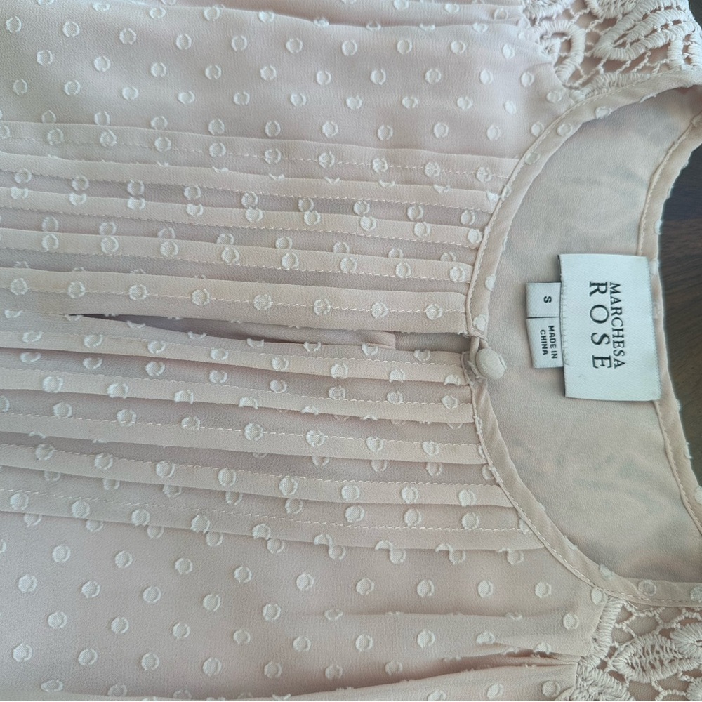 Marchesa Rose Blush Swiss Dot Lace Waist Sleeveless Dress – Size S/M - Picture 6 of 15